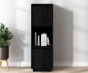 vidaXL Dulap înalt, negru, 38x35x117 cm, lemn masiv de pin