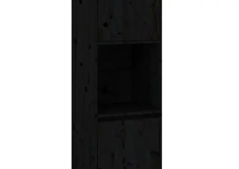 Dulap înalt, negru, 38x35x117 cm, lemn masiv de pin - 2/5