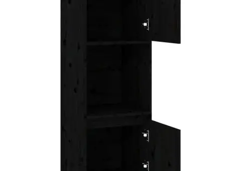 Dulap înalt, negru, 38x35x117 cm, lemn masiv de pin - 4/5