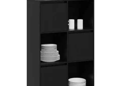 Dulap înalt, negru, 74x35x117 cm, lemn masiv de pin - 4/5