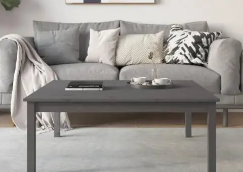 Măsuță de cafea, gri, 100x100x40 cm, lemn masiv de pin - 1/5