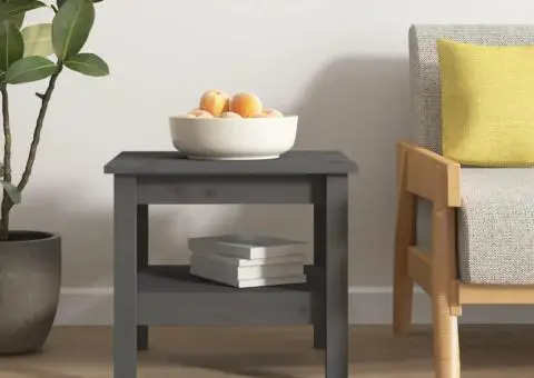 Măsuță de cafea, gri, 45x45x40 cm, lemn masiv de pin - 1/5