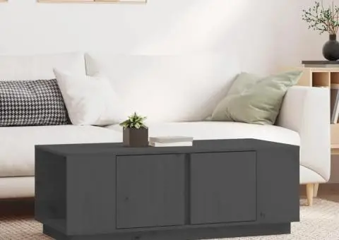 Măsuță de cafea, gri, 110x50x40 cm, lemn masiv de pin - 1/5