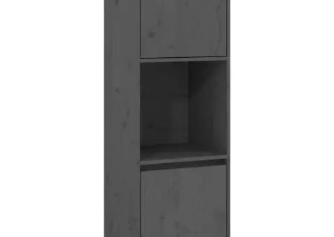 Dulap înalt, gri, 38x35x117 cm, lemn masiv de pin - 2/5