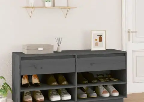 Pantofar, gri, 110x34x52 cm, lemn masiv de pin - 1/5