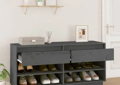 Pantofar, gri, 110x34x52 cm, lemn masiv de pin - 3/5