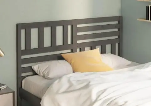 Tăblie de pat, gri, 126x4x100 cm, lemn masiv de pin - 1/5