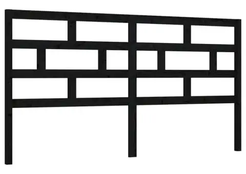 Tăblie de pat, negru, 186x4x100 cm, lemn masiv de pin - 2/5