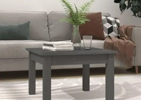 Măsuță de cafea, gri, 45x45x30 cm, lemn masiv de pin - 1/5