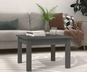 vidaXL Măsuță de cafea, gri, 45x45x30 cm, lemn masiv de pin