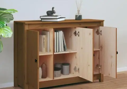 Servantă, maro miere, 100x35x74 cm, lemn masiv de pin - 3/5