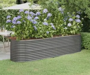 vidaXL Strat înălțat grădină gri 296x80x68cm oțel vopsit electrostatic