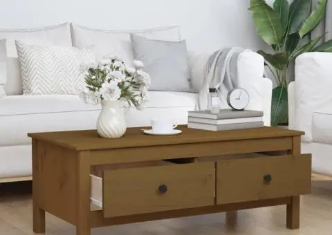 Măsuță de cafea, maro miere, 120x50x40,5 cm, lemn masiv de pin - 3/5