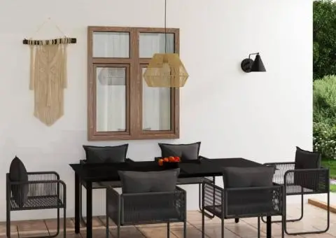 Set de servit masa pentru grădină, 7 piese, negru - 1/5