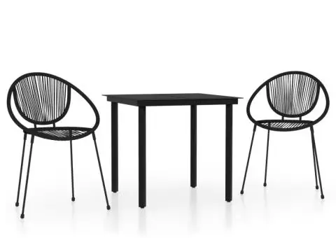 Set de mobilier pentru grădină, 3 piese, negru - 2/5