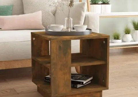 Măsuță de cafea, stejar fumuriu, 40x40x43 cm, lemn prelucrat - 1/5