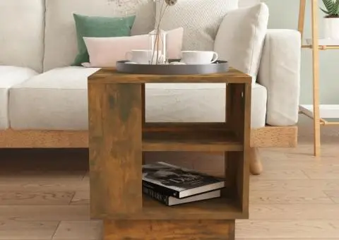 Măsuță de cafea, stejar fumuriu, 40x40x43 cm, lemn prelucrat - 3/5