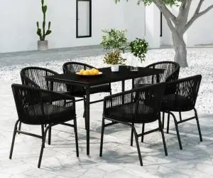 vidaXL Set de servit masa pentru grădină, 7 piese, negru