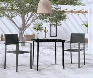 vidaXL Set mobilier de grădină, 3 piese, negru