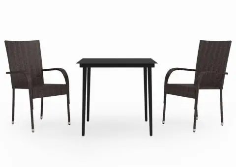Set mobilier de grădină, 3 piese, maro și negru - 2/5