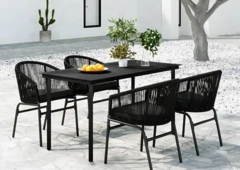 Set de servit masa pentru grădină, 5 piese, negru - 1/5