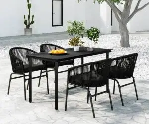 vidaXL Set de servit masa pentru grădină, 5 piese, negru