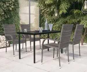 vidaXL Set mobilier de grădină, 5 piese, gri și negru
