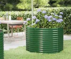 vidaXL Jardinieră, verde, 100x100x68 cm, oțel vopsit electrostatic