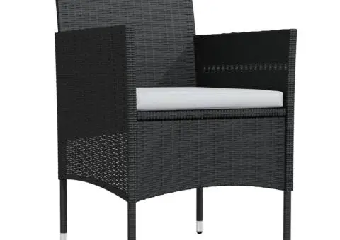 Set mobilier de grădină cu perne, 3 piese, negru - 3/5