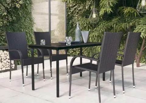 Set mobilier de grădină, 5 piese, negru - 1/5