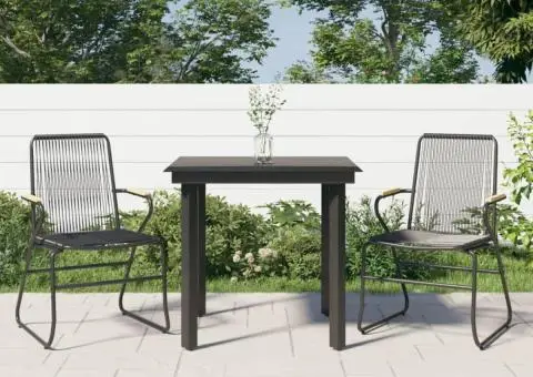 Set cu masă pentru grădină, 3 piese, negru, ratan PVC - 1/5