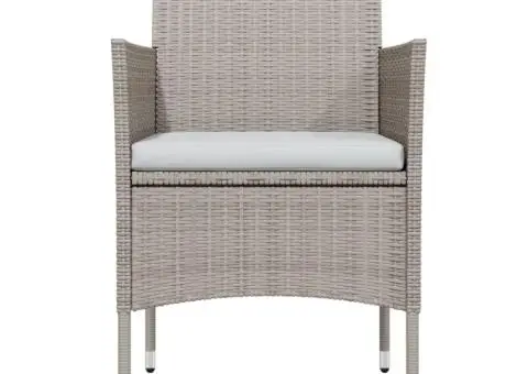 Set de masă pentru grădină, 5 piese, cu perne, bej și negru - 4/5