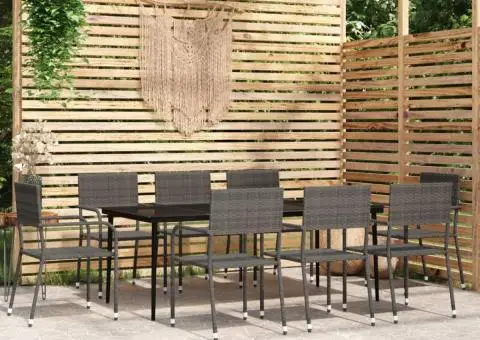 Set mobilier pentru grădină, 9 piese, gri - 1/5