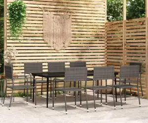vidaXL Set mobilier pentru grădină, 9 piese, gri