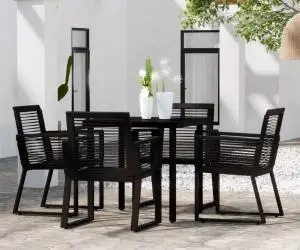 vidaXL Set de mobilier pentru grădină, 5 piese, negru
