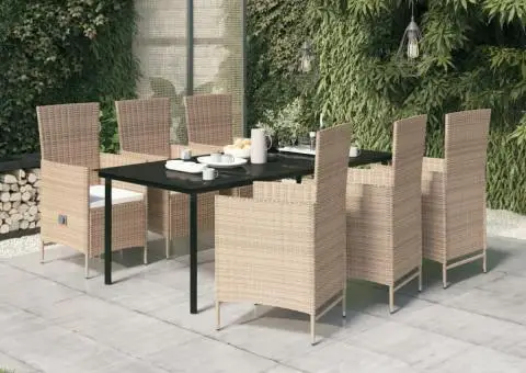 Set mobilier pentru grădină, cu perne, 7 piese, bej - 1/5