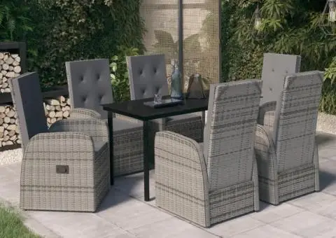 Set de mobilier pentru grădină, cu perne, 7 piese, gri - 1/5