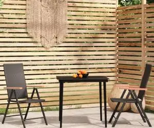vidaXL Set mobilier de grădină, 3 piese, negru