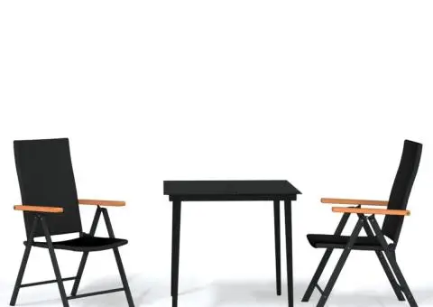 Set mobilier de grădină, 3 piese, negru - 2/5