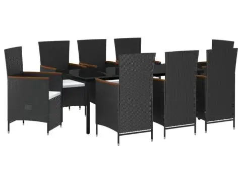 Set mobilier de grădină cu perne, 9 piese, negru - 2/5