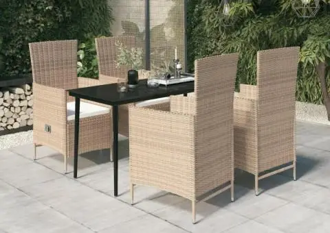 Set de mobilier pentru grădină cu perne, 5 piese, bej - 1/5