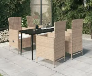 vidaXL Set de mobilier pentru grădină cu perne, 5 piese, bej