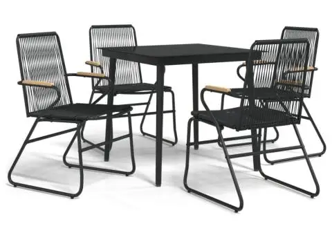 Set mobilier de grădină, 5 piese, negru, ratan PVC - 2/5