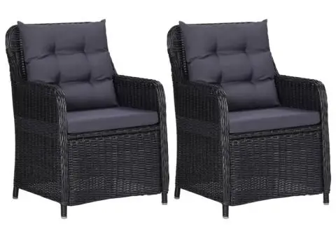 Set de mobilier pentru grădină, 3 piese, negru - 3/5