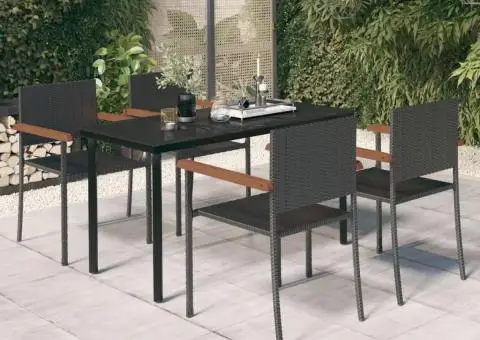 Set de mobilier pentru grădină, 5 piese, negru - 1/5