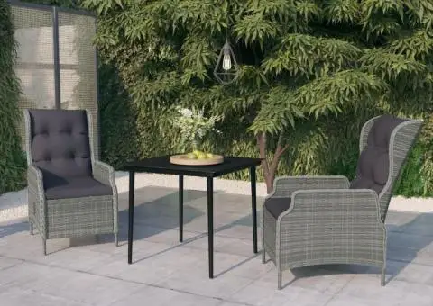 Set mobilier pentru grădină, 3 piese, gri deschis - 1/5