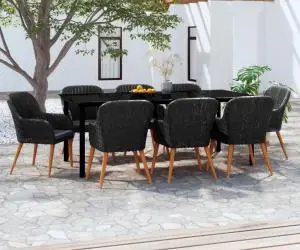 vidaXL Set mobilier de grădină cu perne, 9 piese, negru