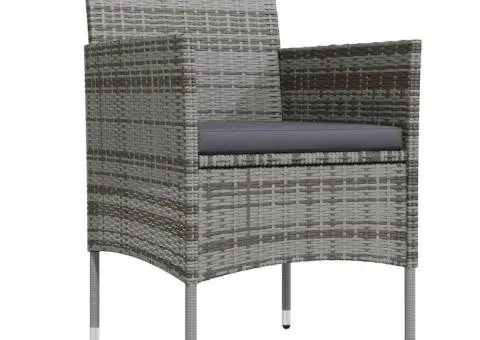 Set mobilier de grădină, cu perne, 3 piese, gri și negru - 3/5