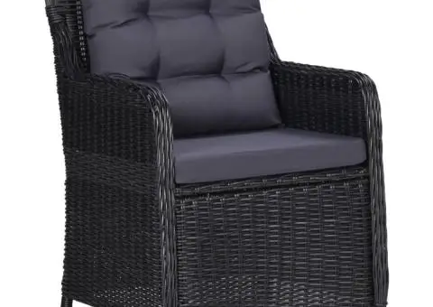 Set mobilier pentru grădină, 3 piese, negru - 4/5