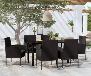vidaXL Set de servit masa pentru grădină, 7 piese, negru